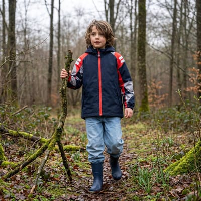 Ducksday - Regenjas - Kinderen - Waterdicht - Ademend - Reflecterend - Unisex - Donkerblauw - Maat 92/98 - 2/3 jaar