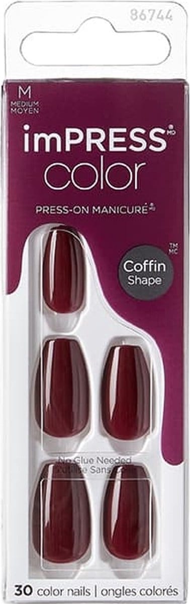 imPRESS Color Coffin - Winery in NYC - 30 stuks - Press-On Techniek zonder Lijm - Nepnagels - Plaknagels