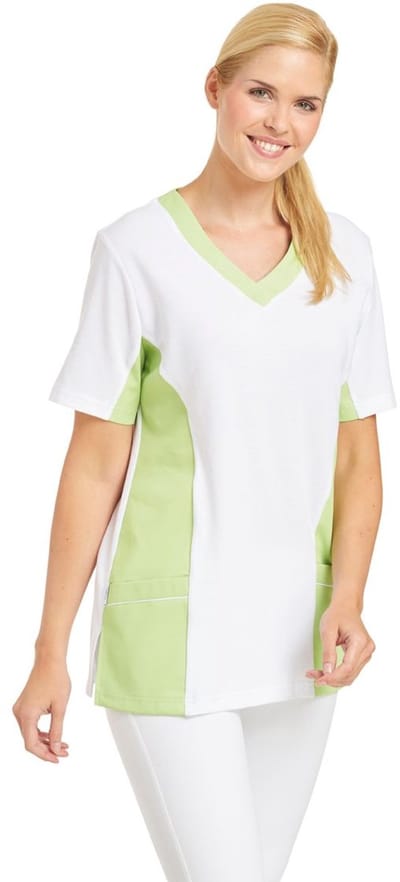 Leiber Dames piqué-jasje zonder knopen 08/2531/0187 Wit/lichtgroen