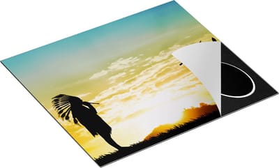Chefcare Inductie Beschermer Twee Silhouetten van Indianen bij Zonsondergang - 60x50 cm - Afdekplaat Inductie - Kookplaat Beschermer - Inductie Mat
