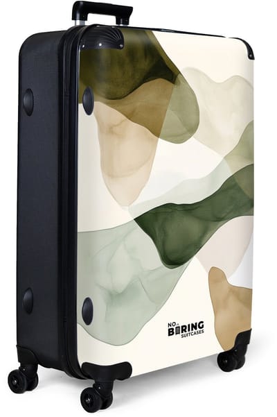 NoBoringSuitcases.com® - Koffer groot - Reiskoffer lichtgewicht - Vloeiende kleurvlakken op crèmekleurige achtergrond - Rolkoffer met 4 wielen - Grote trolley XL - 98 liter bagage