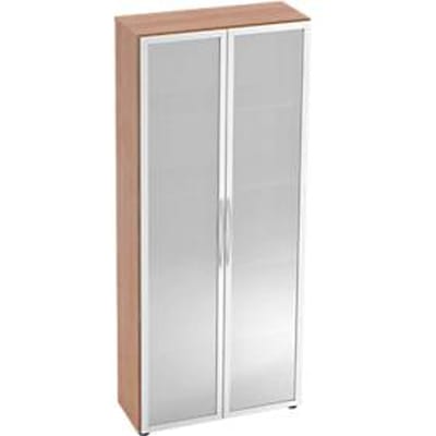 Kast met glazen deuren TARA, 5 ordnerhoogten, B 800 x D 346 x H 1880 mm, notenhoutpatroon