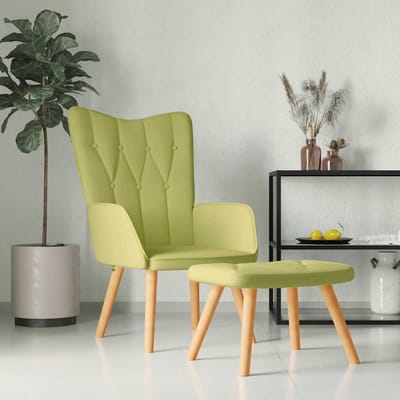 vidaXL - Relaxstoel - met - voetenbank - stof - groen