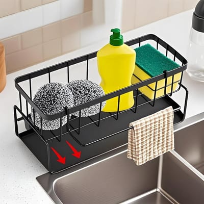 HEZIVO® Gootsteen Rek - Gootsteenkast Organizer - Keukenkast - Universeel - Zwart