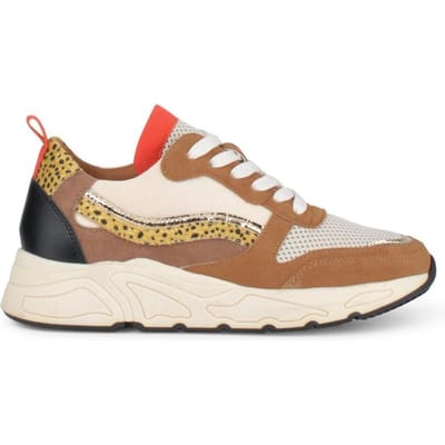 PS Poelman - maat 39 - Dames - CAROCEL Imitatie Leren Suedè PU Runner Sneakers met Beige Profielzool