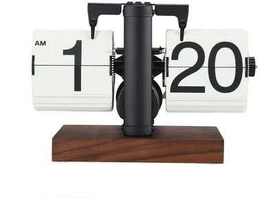 Dailygoods - Retro Flipklok - Grote Cijfers - Automatisch Mechanisch - Zwart - Woonkamer Studeerkamer Kantoor - 304 Roestvrij Staal