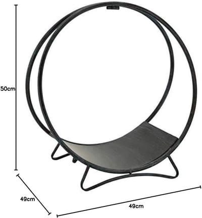 Brandhoutrek Rond - Hout Opslag - Buitenhaard Accessoire - Roestbestendig Metaal - 49x50cm - Antiek