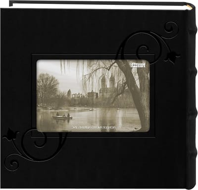 Fotoalbum Kunstleer - Album Met Reliëf - Foto's Bewaren - Bloemen Design Frame - 200 Foto's - Zwart