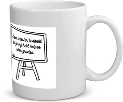 Lieve meester bedankt dat je me hebt laten groeien Mok met opdruk Docent cadeau - Meester en juffen dag - cadeautjes - Meesterdag cadeau - cadeau meester - einde schooljaar - afscheid- 350 ML inhoud