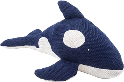 Cute since 1999 - Katoenen okra - Donkerblauwe haai speelgoed- Baby knuffel - 38cm