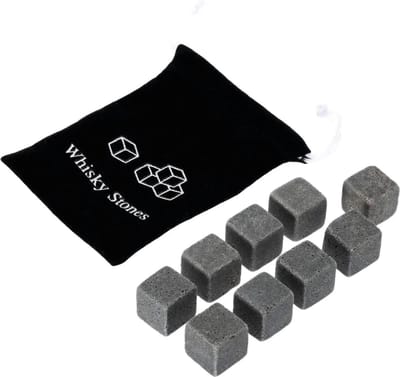 6 Stuks Whisky Stenen inclusief Opberghoes - Herbruikbare ijsblokjes - Natuursteen - Koelsteen- Whiskey Stones - Ice Cubes - Cool Stones