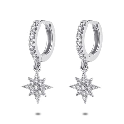 Twice As Nice Oorbellen in zilver, oorringen, ster, zirkonia