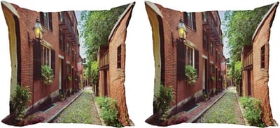 ABAKUHAUS Massachusetts Decoratieve Kussenhoes, Set van 2, Modern Accent Dubbelzijdige Digitale Print, 40x40 cm, Meerkleurig