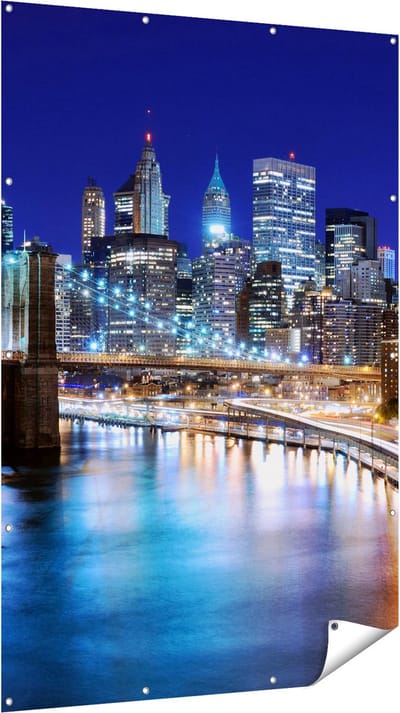 Gards Tuinposter Skyline New York in het Centrum - 120x180 cm - Tuindoek - Tuindecoratie - Wanddecoratie buiten - Tuinschilderij