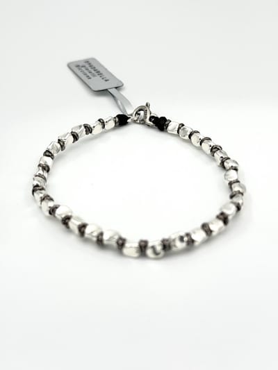 Spadarella Gioielli - SPBR659 - Armband - 925 Zilver - 5 mm - Black rings - 19 Cm - Dames - Heren - Unisex - Made in Italy Riccione