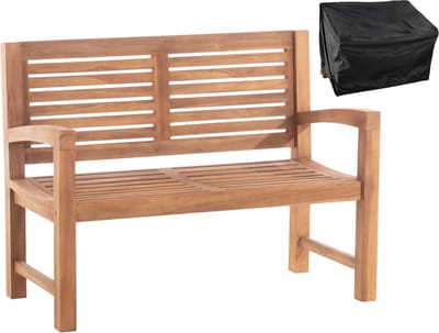 CLP Tuinbank 120 cm Met hoes - Teak bank Met bijpassende beschermhoes - Houten bank In verschillende variaties Inclusief hoes - Halden