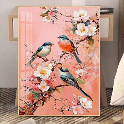 DIY kruissteekborduurpakket/Ekster en Pruimenbloesem/gedrukt kruissteekpatroon borduurpakket (frame niet inbegrepen) 40*50CM