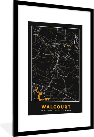 Fotolijst incl. Poster - Walcourt - Plattegrond - Goud - Stadskaart - Kaart - 60x90 cm - Posterlijst