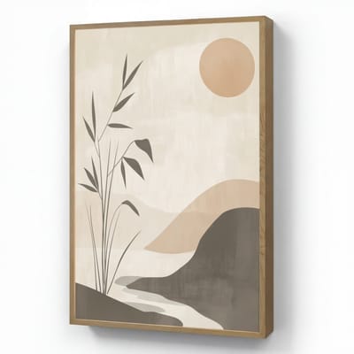 Wandlamp 70x100 cm - Oplaadbaar - Japandi - Landschap - Beige - Wandlampen binnen woonkamer - Slaapkamer lamp - Decoratieve nachtlamp - Vloerlamp draadloos