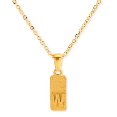 Marama - Ketting Letter W Goud Glitter - stainless steel - gold plated - tijdloos - nikkelvrij - letter W - persoonlijke ketting - letterketting - liefde - damesketting met hanger