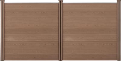 HKC Schuttingpaneel met 4 palen 183x357 cm bruin