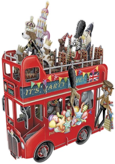 3D Wenskaart The King’s Party Bus – Luxe Laser Cut Kaart met Envelop