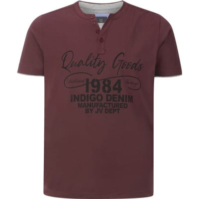 Jan Vanderstorm herren T-Shirt - 60/62 - donkerrood - Plus Size