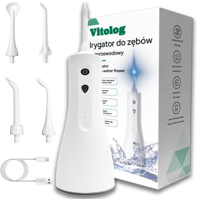 Professionele Draadloze Monddouche – Elektrische Waterflosser – 300ml Waterreservoir – 5 Reinigingsstanden – 4 Opzetstukken – IPX7 Waterdicht – Wit