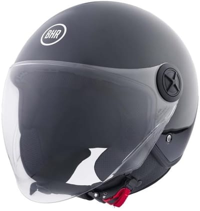 BHR 832 Vespa Helm - Scooterhelm Retro - ECE 22.06 - Geschikt voor Scooter, Brommer, Motor en Snorfiets - maat XS - Glans Zwart