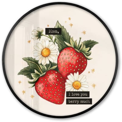 Poster in lijst Rond - Fotolijst 60x60 cm - Posters - Aardbeien - Madeliefjes - Quote - Sterretjes - Ronde posterlijst zwart - Decoratie - Wanddecoratie woonkamer - Muurdecoratie slaapkamer