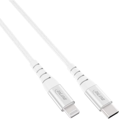 InLine® USB-C Lightning-kabel, voor iPad,iPhone,zilver/alum. 2m MFi-gecertific.