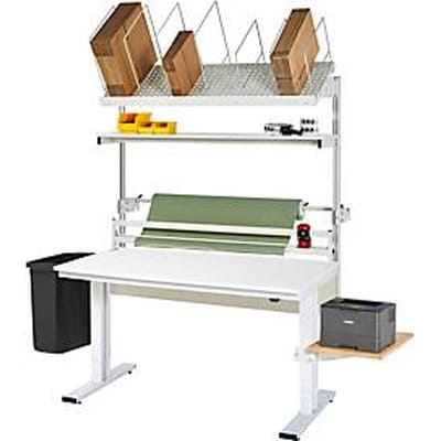 Rau verpakkingstafelsysteem 04 Werkbank serie adlatus 300, B 1500 x D 800 x H 720-1120 mm, melamine blad, tot 300 kg