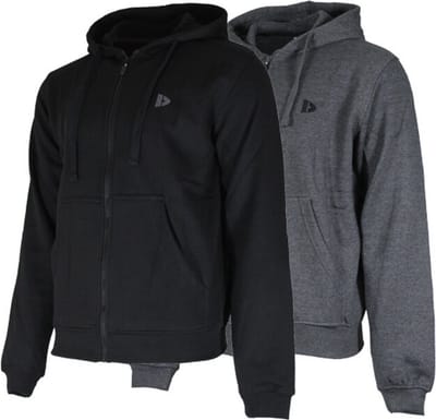 2-Pack Donnay - Sweatvest met capuchon (Bruce) - Sportvest - Heren - Charcoal marl/Black (1030) - maat S