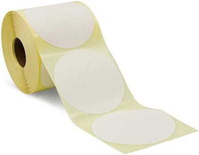 Ronde label, Kern 40mm, Diameter 100Ø, Rol diameter 127mm, Thermische overdracht, Ongestreept, Geen perforatie Compatibel met Zebra GX430t, 800 labels per rol, 24 rollen per doos.