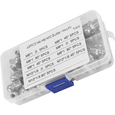 45 Pièces M6 M8 M10 Métal Durable Laiton Graisseur Zerk Raccord Assortiment Kits