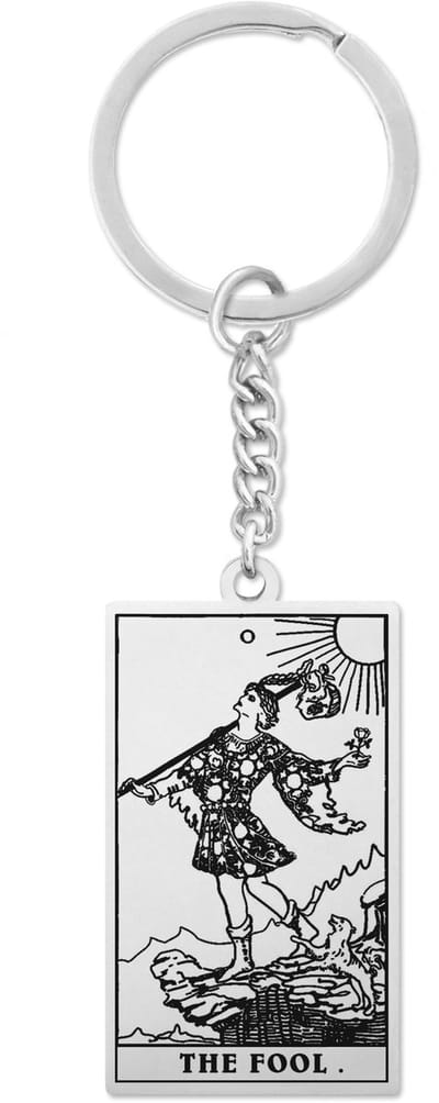 Tarot Sleutelhanger 0: De Dwaas / The Fool - Zilverkleurig Stainless Steel - Grote Arcana uit Rider-Waite Geïnspireerd - Pax Amare