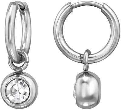 Joy Ibiza - bedel oorbellen - ronde bedel oorringen - klap scharnier sluiting - kristal - ear party boho - bohemian style - stainless steel