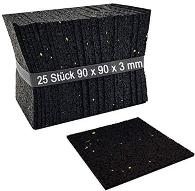 Rubberen Terraspads voor Terras en Patio - Antislip en Waterdicht, 90 x 90 x 3 mm, 25 Stuks