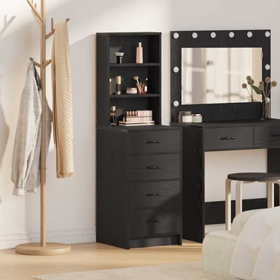 vidaXL - Highboard - Zwart - eiken - 40 - x - 41 - x - 135 - cm - Bewerkt - hout