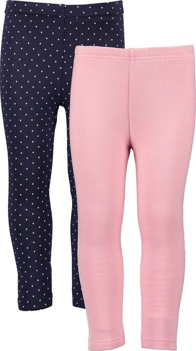 Blue Seven - 2 PACK Leggings - Biologische katoen - Navy met witte stip - Oudroze- Maat 92