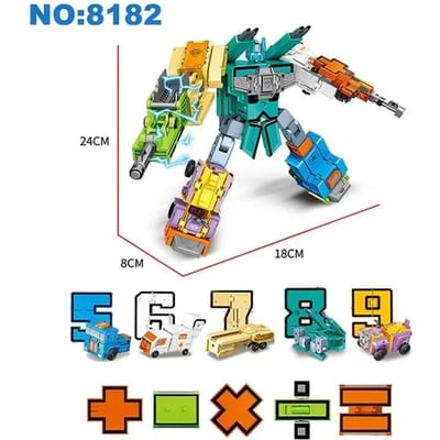10 STUKS Transformatie Nummer Robot Speelgoed Assemblage Blokken Vervorming Pocket Morphers Educatieve Actiefiguur Speelgoed voor Kinderen W145384WW- blue