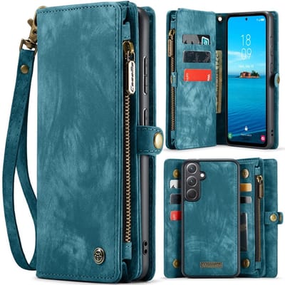 CaseMe Hoesje - Geschikt voor Samsung Galaxy A36 Hoesje - CaseMe 008 2-in-1 Book Case & Back Cover met Portemonnee - Blauw