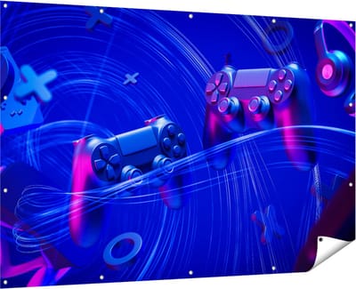 Gards Tuinposter Twee Gaming Controllers - Gamen - 180x120 cm - Tuindoek - Tuindecoratie - Wanddecoratie buiten - Tuinschilderij