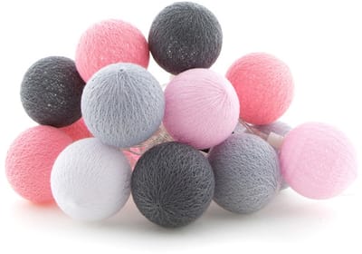 Cotton Ball Lights - LED lichtslinger voor buiten - STARTERSET - verlengbaar - 20 lampjes - Roza