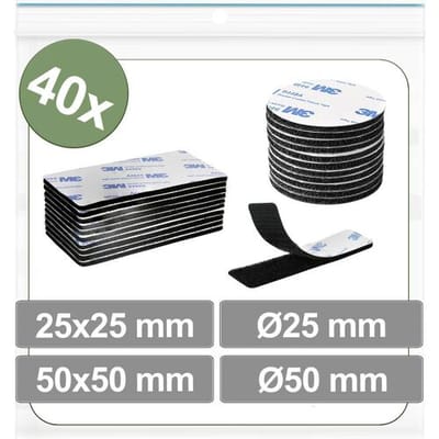 Quadrios 25CA667 Klittenband punten Om vast te plakken Haak- en lusdeel (Ø x l) 50 mm x 50 mm Zwart 40 stuk(s)