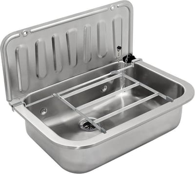 RVS uitstortgootsteen set met aluminium emmerrooster