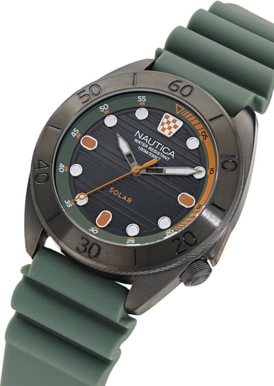 Nautica Nautica Vintage Quartz Analoog Horloge Groen Material 100% Roestvrij Staal & 100% Siliconaarmband 44 mm NAPNVF502, NAPNVF503