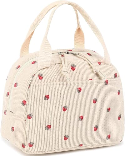 SOUQONE- Lunchtas Geïsoleerd 25 x 19 x 14 cm - Waterdicht - Lekbestendig - Draagbare Thermische Maaltijdzak - Aardbeiendesign - Tot 8 uur Vers