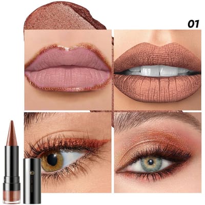 6 Kleuren Matte Fijne Glitter Dubbel Doel Lippenstift Oogschaduw Stick Langhoudend Gemakkelijk Aan te Brengen Non-stick Cup Lipliner Potlood beige