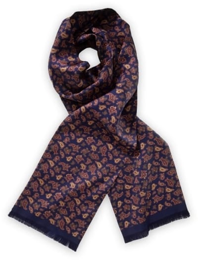 Heren sjaal zijde blauw paisley